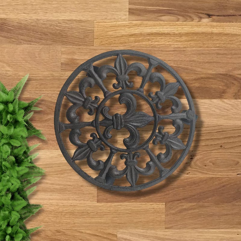 Comfy Hour Rustic Style Collection Cast Iron Spike Garden Plant Trolley Flowerpot Holder,11" with Heavy Duty Super Strong Industrial Strength Iron Wheels - Image 4